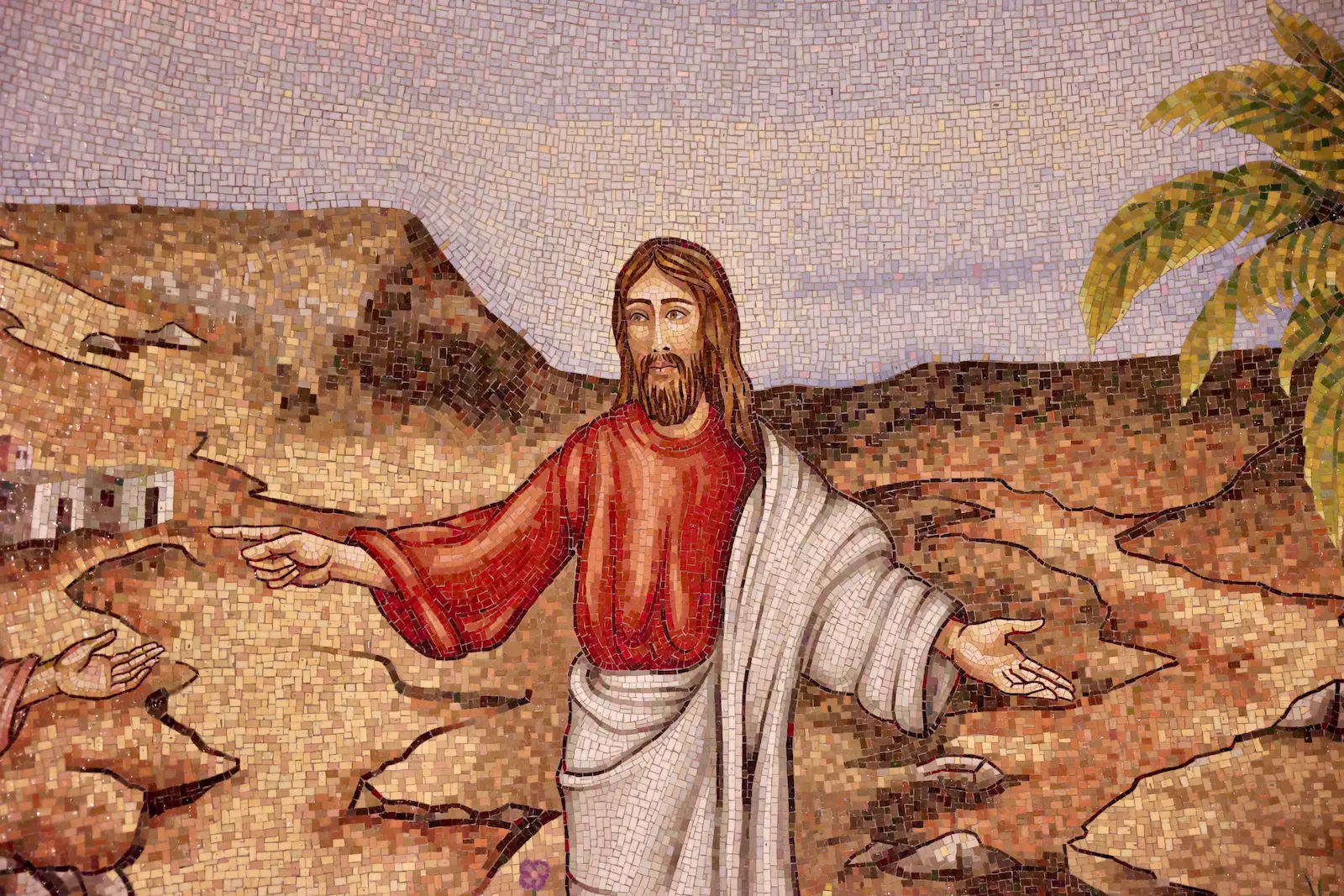 Mosaic of Jesus feeding multitudes, Magdala visitor centre, Sea of Galilee