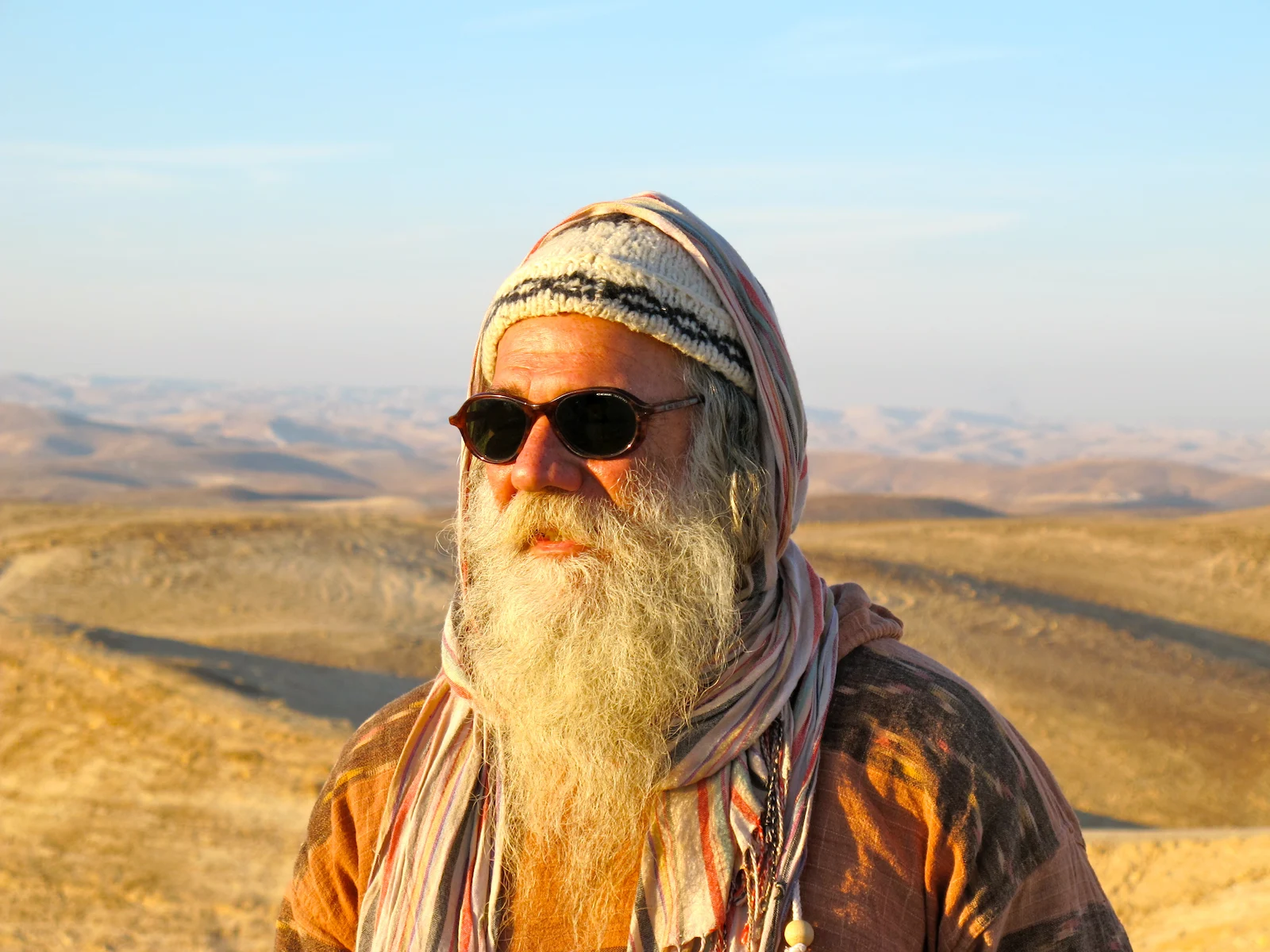 Oran Benron in the Judean Desert on a filming day
