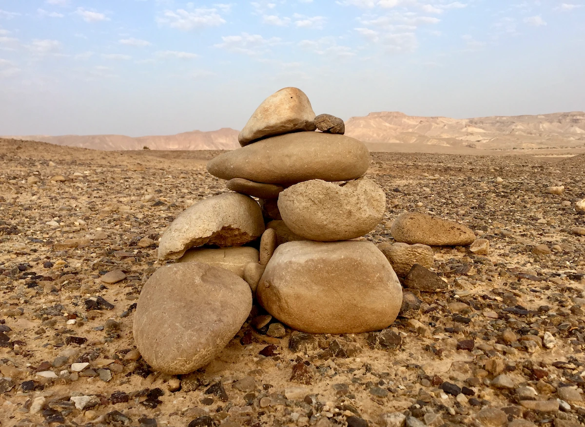 Rujum stone cairn in the Judean Desert