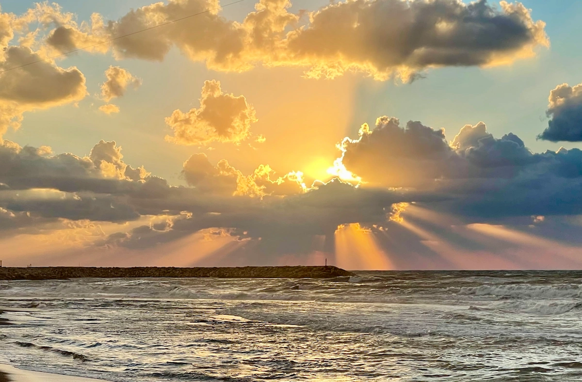 Dramatic sunset over the Mediterranean Sea