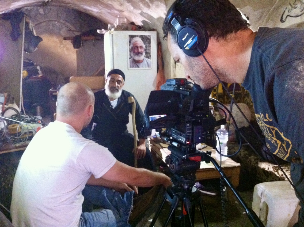Filming Hussein in his shop