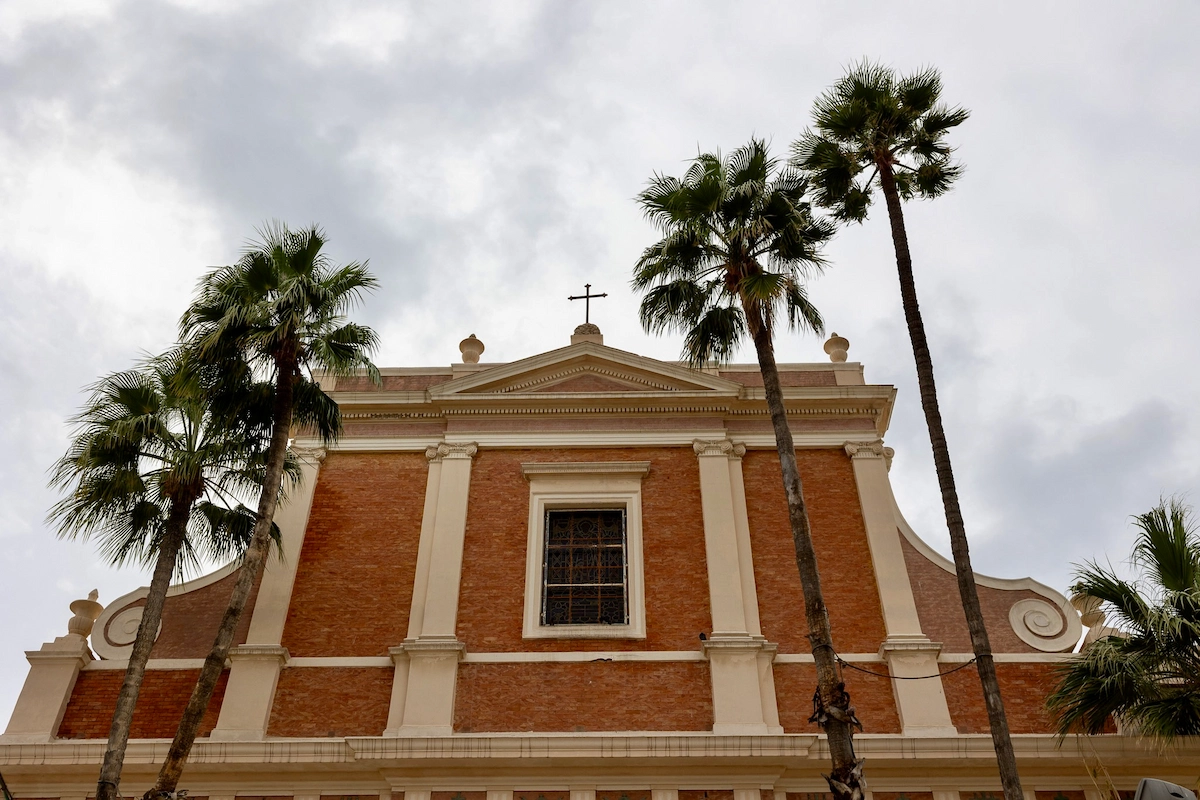 St. Peter's Church with palm trees, Jaffa