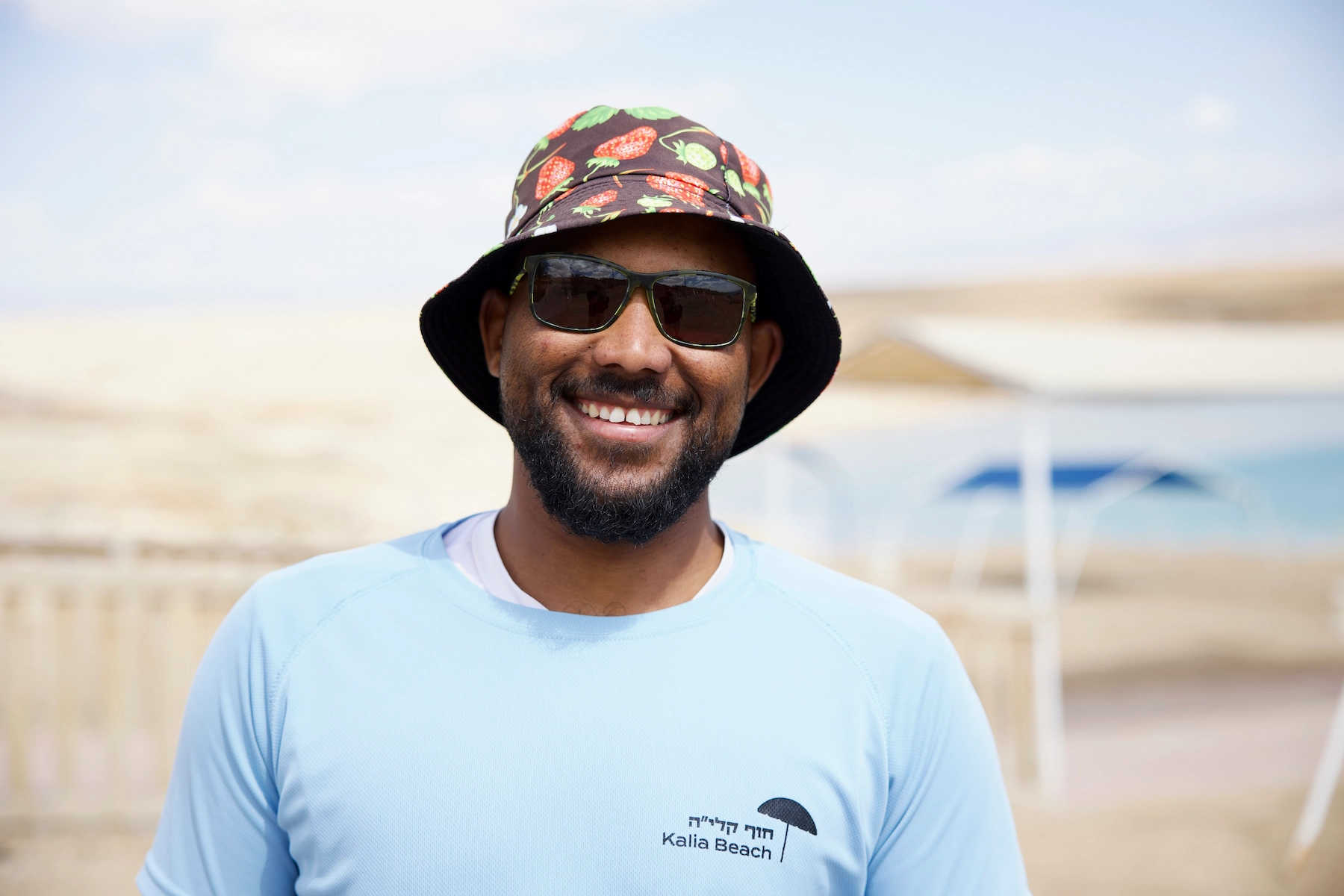 Smiling man at Kalia Beach on the Dead Sea